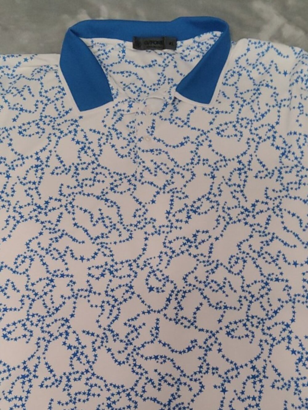 G/FORE Star Pattern Golf Polo White Blue Men’s XL Performance Shirt